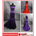 Purple Mermaid One Shoulder Court Train Satin Wedding Gown Evening Dress (AS6002C)